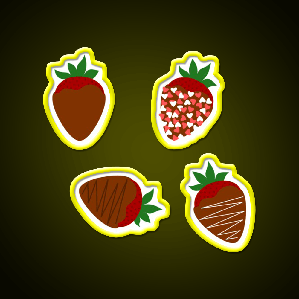 Chocolate Covered Strawberries Snack Food Led Neon Sign Rgb Color - Shineneon