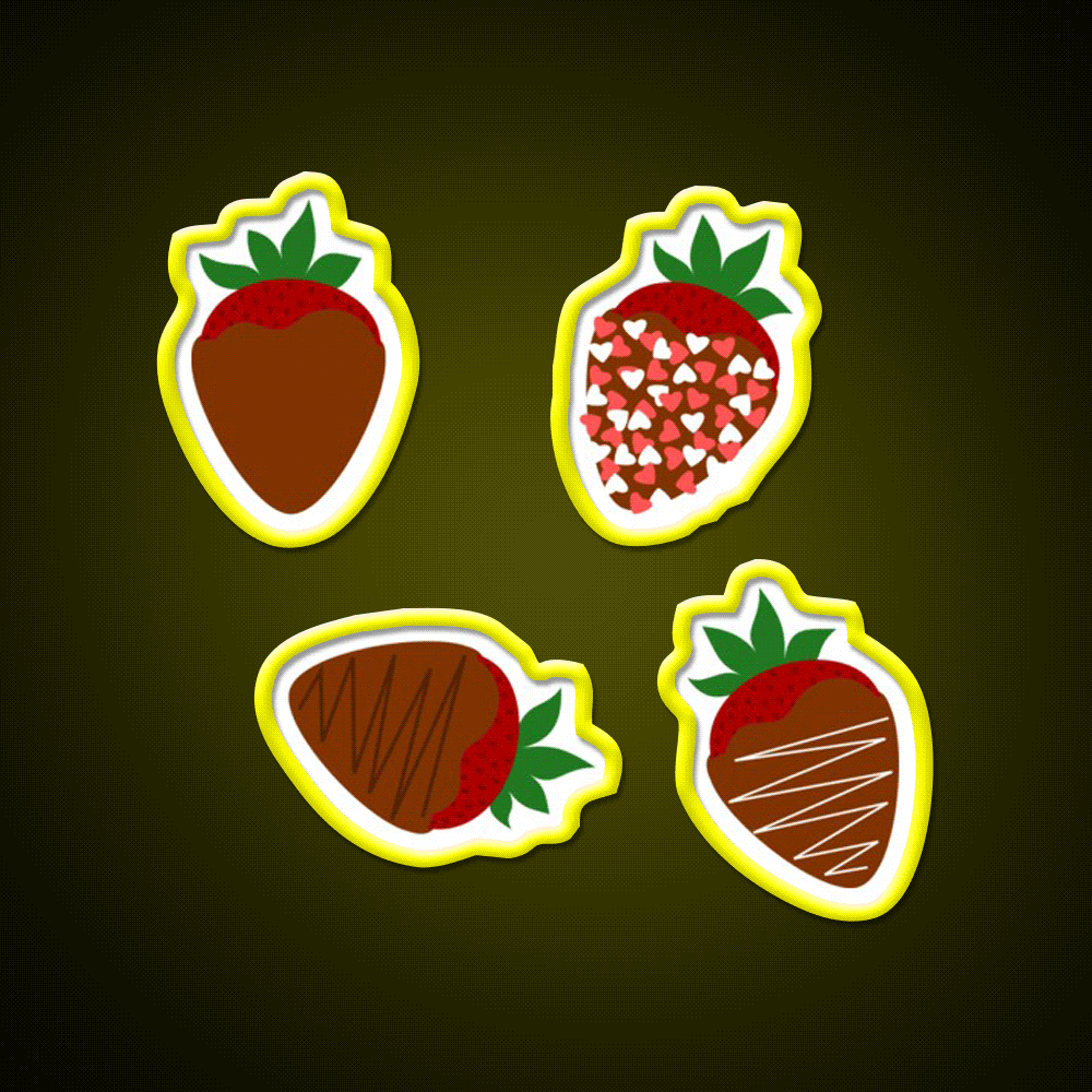 Chocolate Covered Strawberries Snack Food Led Neon Sign Rgb Color - Custom LED neon sign front view