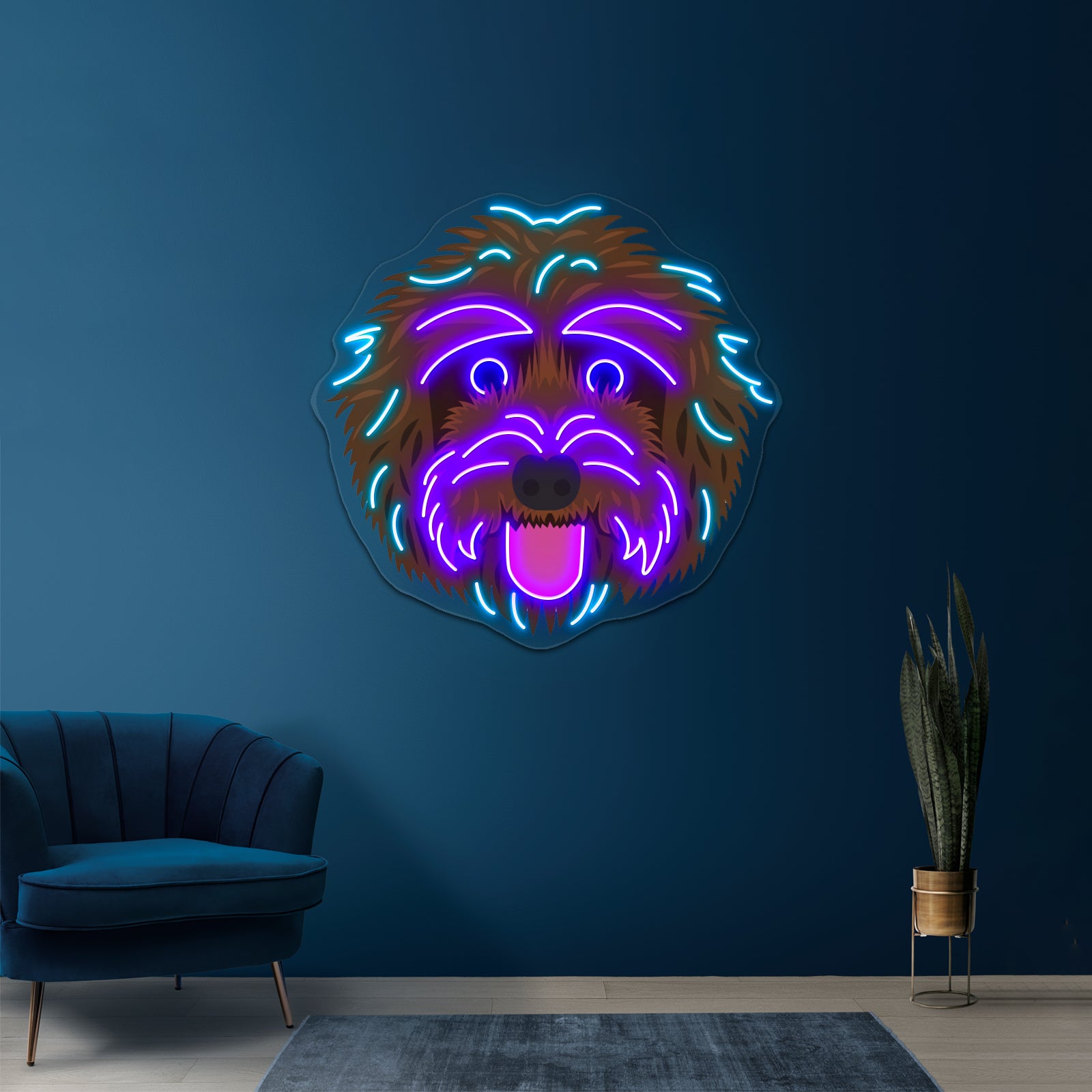 Chocolate Labradoodle Artwork Business Neon Sign