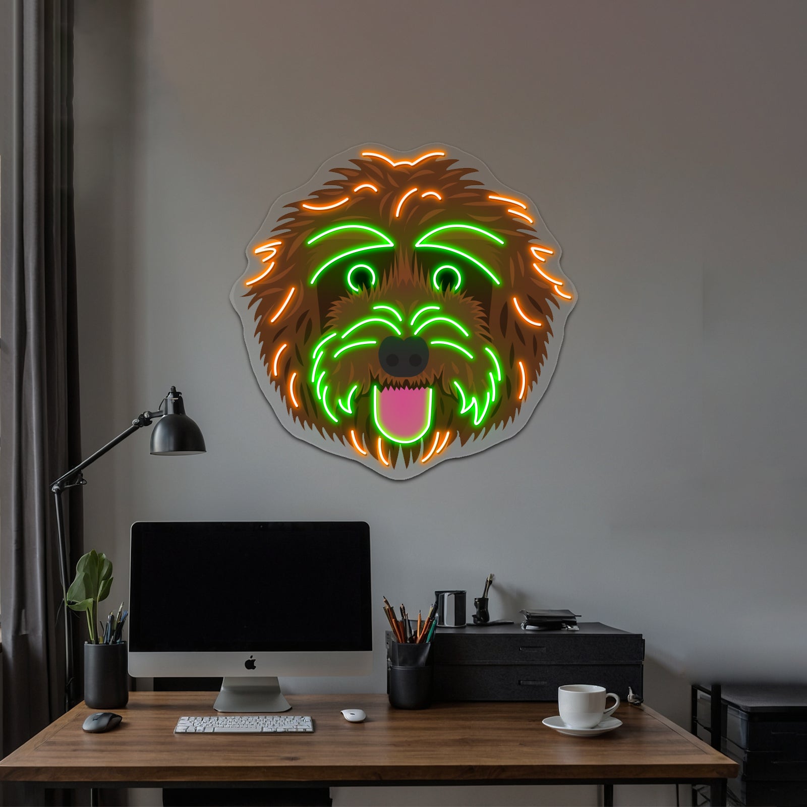 Chocolate Labradoodle Artwork Business Neon Sign