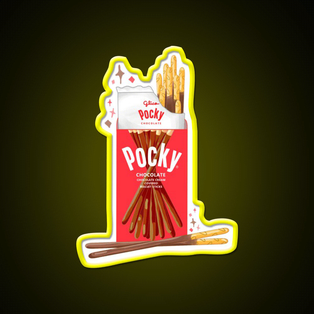 Chocolate Pocky Snack Food Led Neon Sign For Vending Area Rgb Color - Custom LED neon sign front view