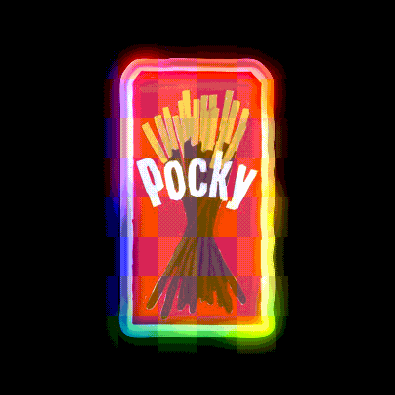 Chocolate Pocky Snack Food Led Neon Sign Rgb Color - LED neon sign close-up detail