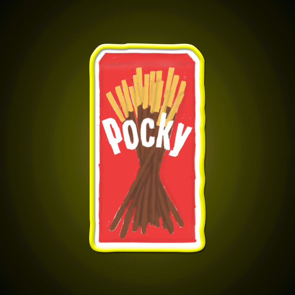 Chocolate Pocky Snack Food Led Neon Sign Rgb Color - Custom LED neon sign front view