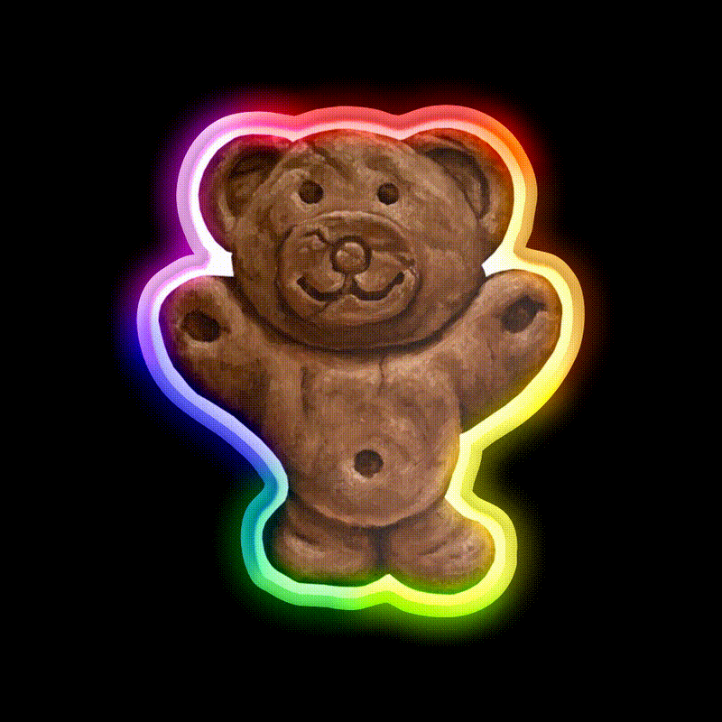 Chocolate Tiny Teddy Snack Food Led Neon Sign Rgb Color - LED neon sign close-up detail