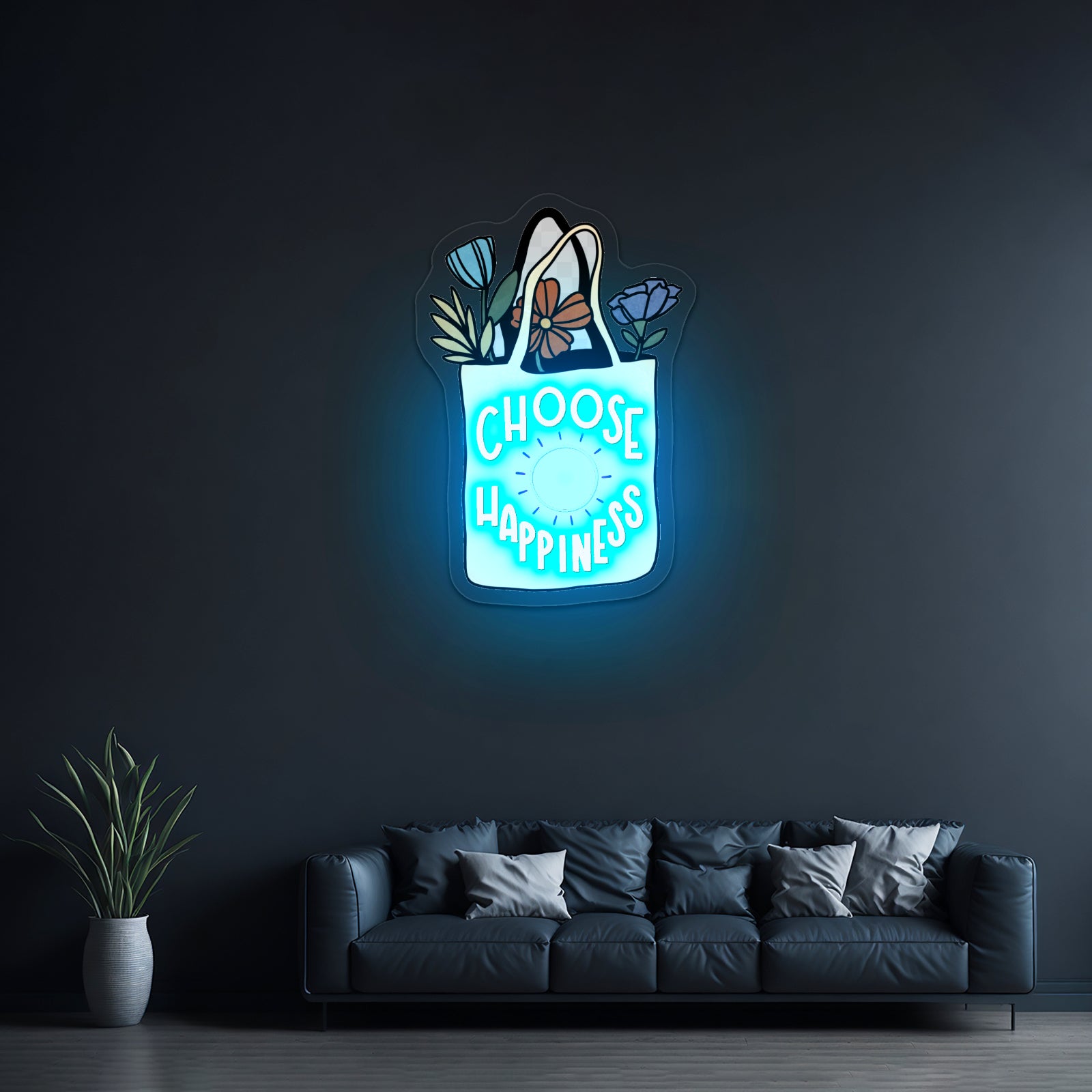 Choose Happiness Bag Led Neon Signs Wall Decor