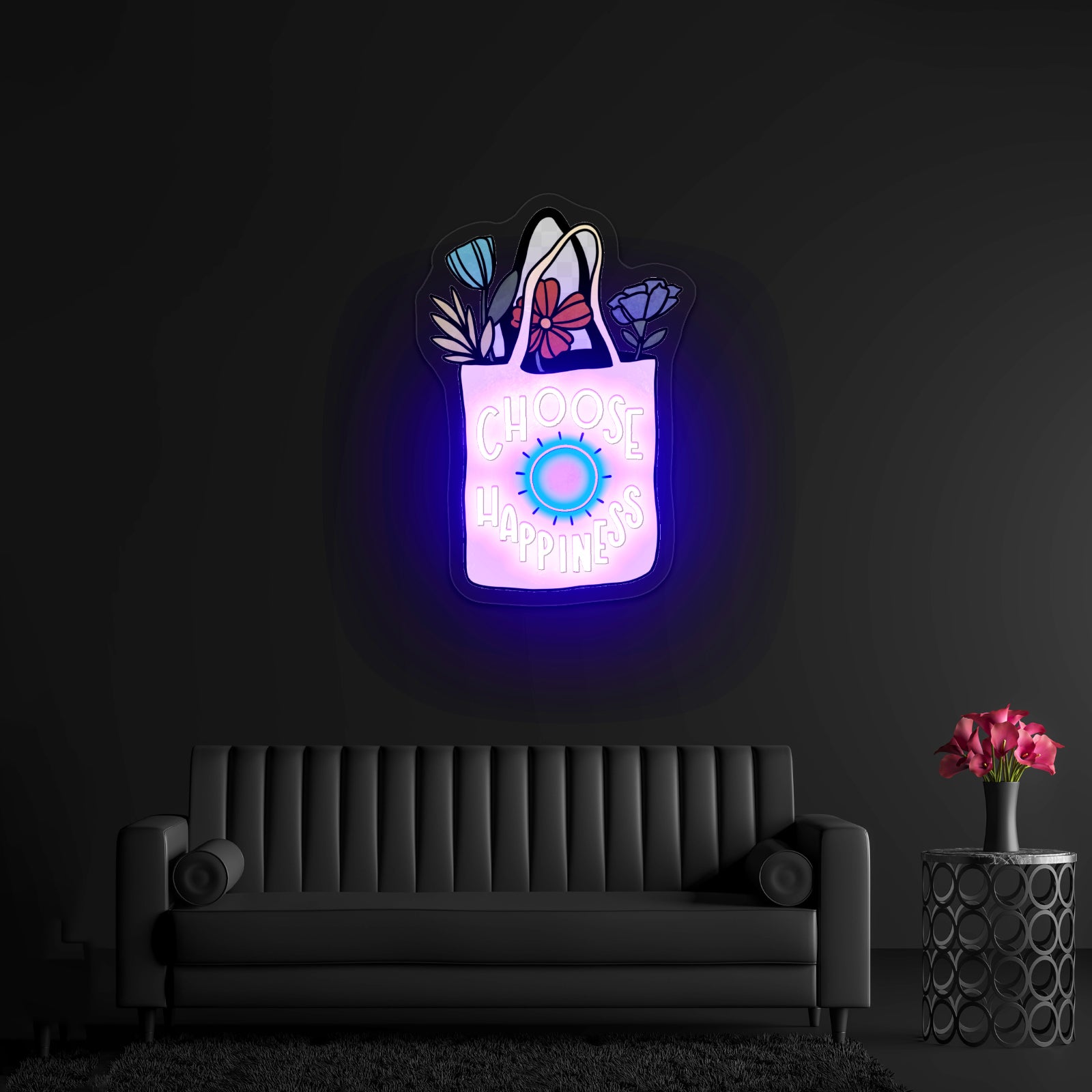 Choose Happiness Bag Led Neon Signs Wall Decor