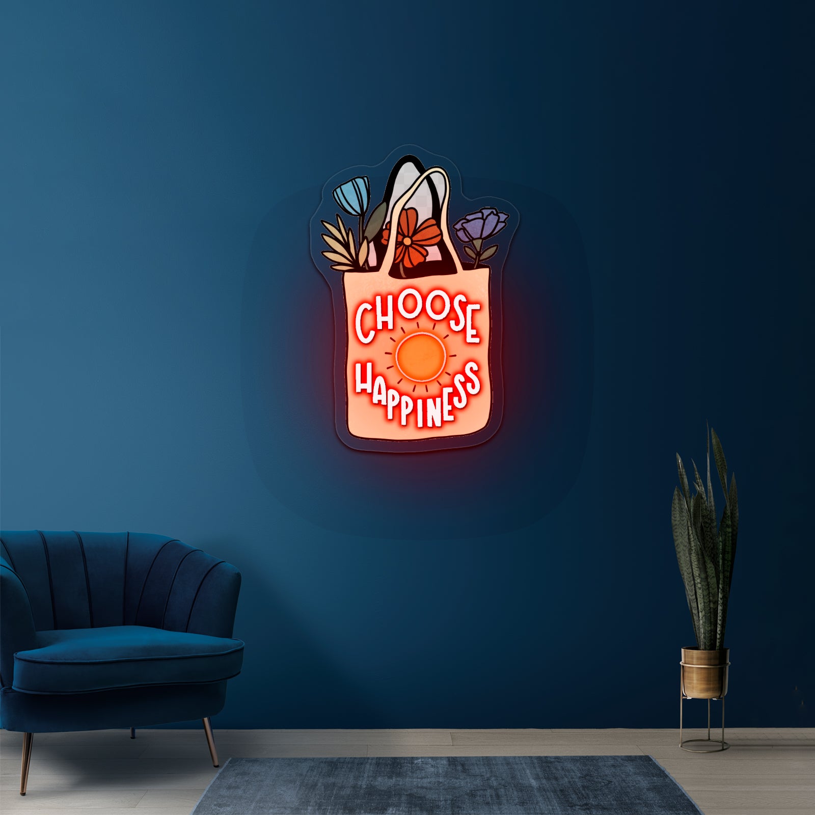 Choose Happiness Bag Led Neon Signs Wall Decor
