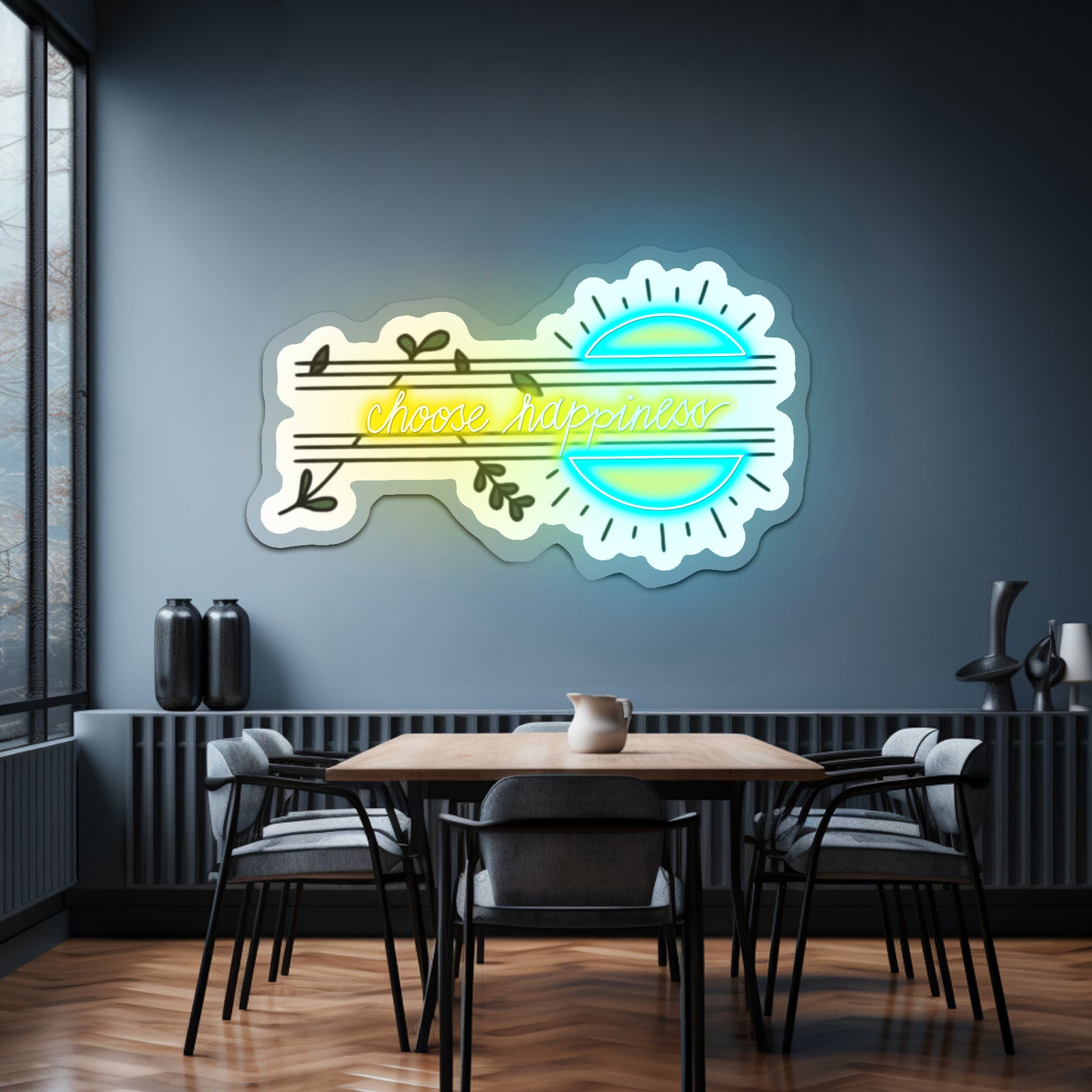 Choose Happiness Neon Sign Wall Art