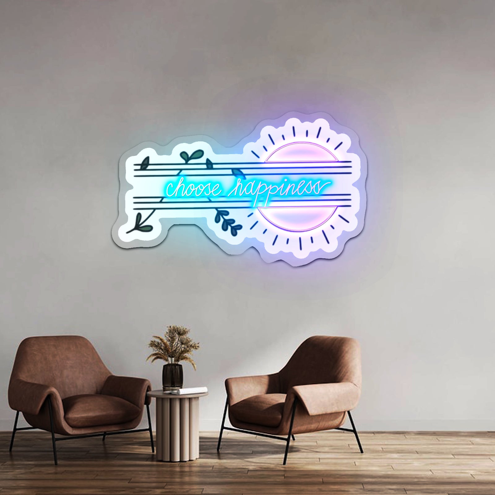 Choose Happiness Neon Sign Wall Art