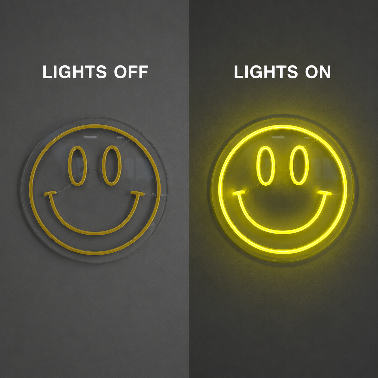 Choose Happy Classic LED Neon Sign - 06 Day Night Comparison