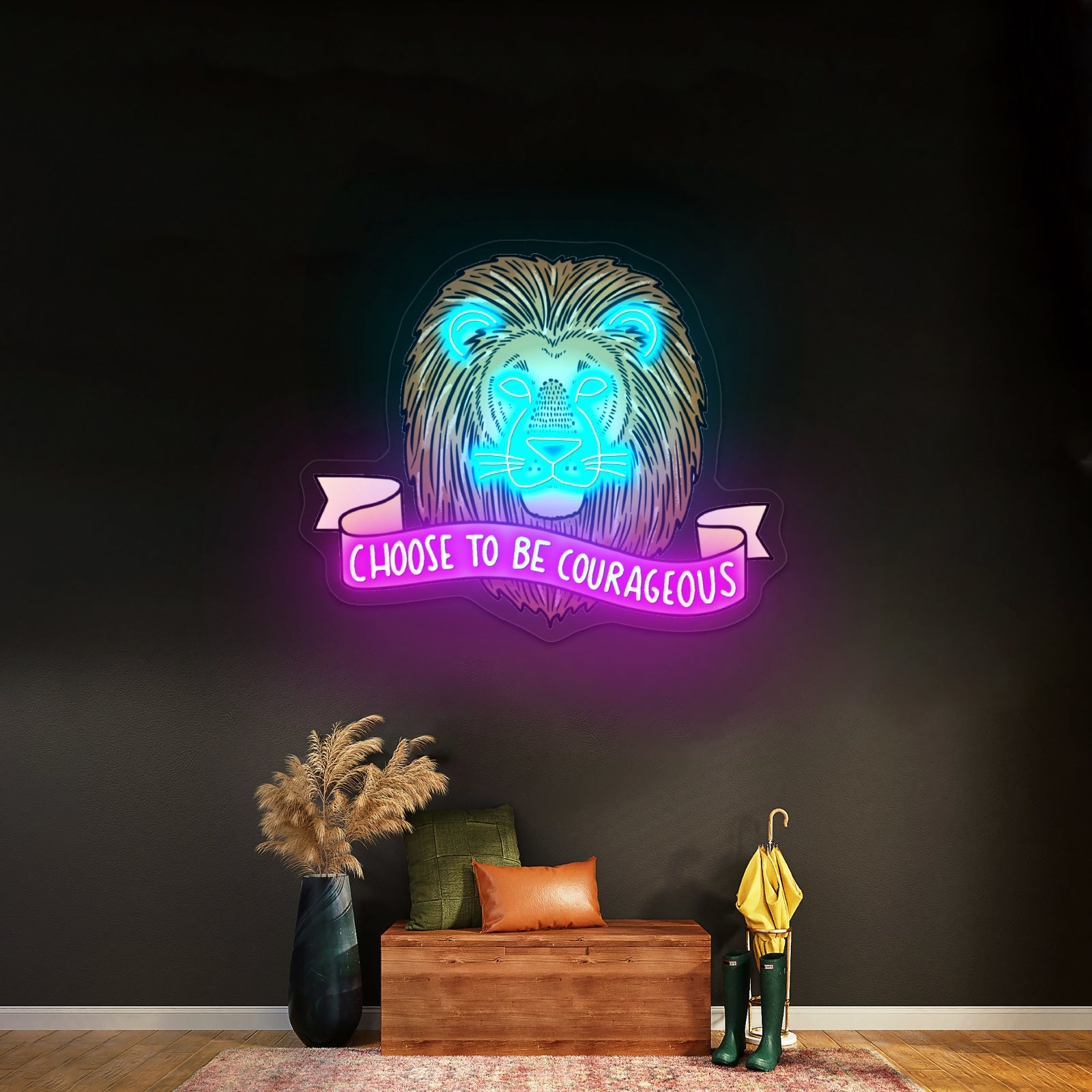 Choose To Be Courageous Lion Neon Signs For Led Signs For Room - Shineneon