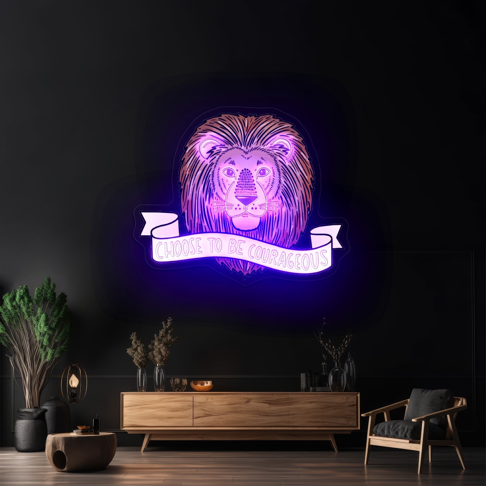 Choose To Be Courageous Lion Neon Signs For Led Signs For Room - Shineneon