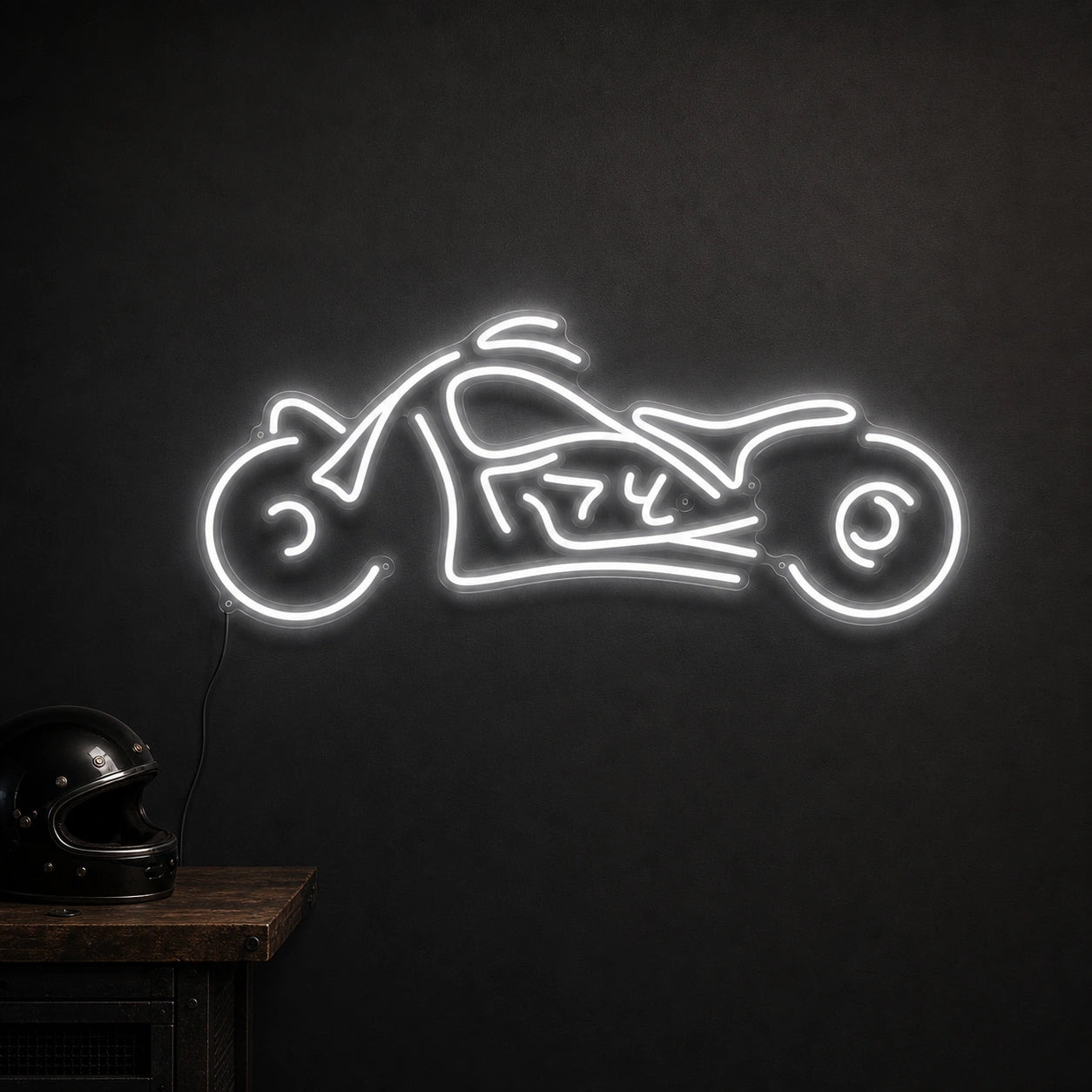 Chopper Motorcycle Side Profile LED Neon Sign size image