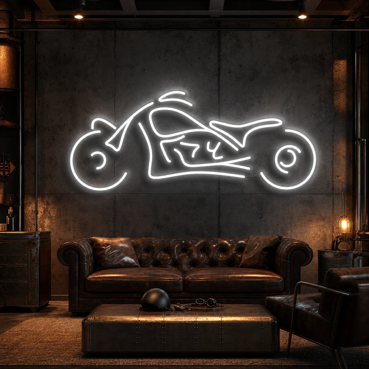 Chopper Motorcycle Side Profile LED Neon Sign Home Garage Wall Decoration high-converting product image