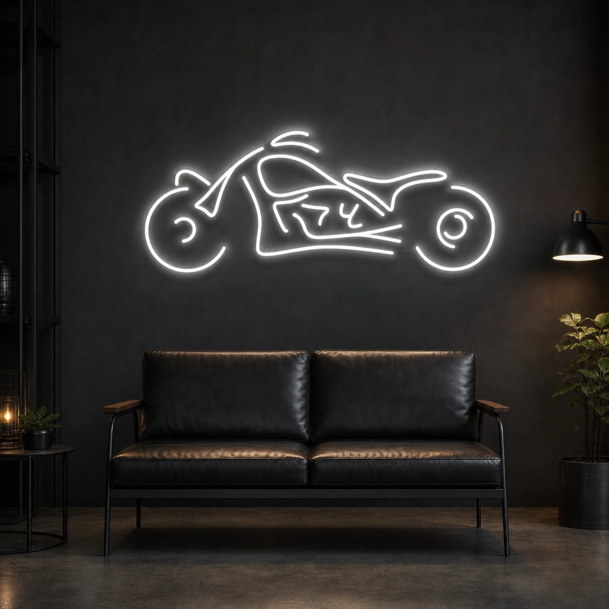 Chopper Motorcycle Side Profile LED Neon Sign Home Garage Wall Decoration size image