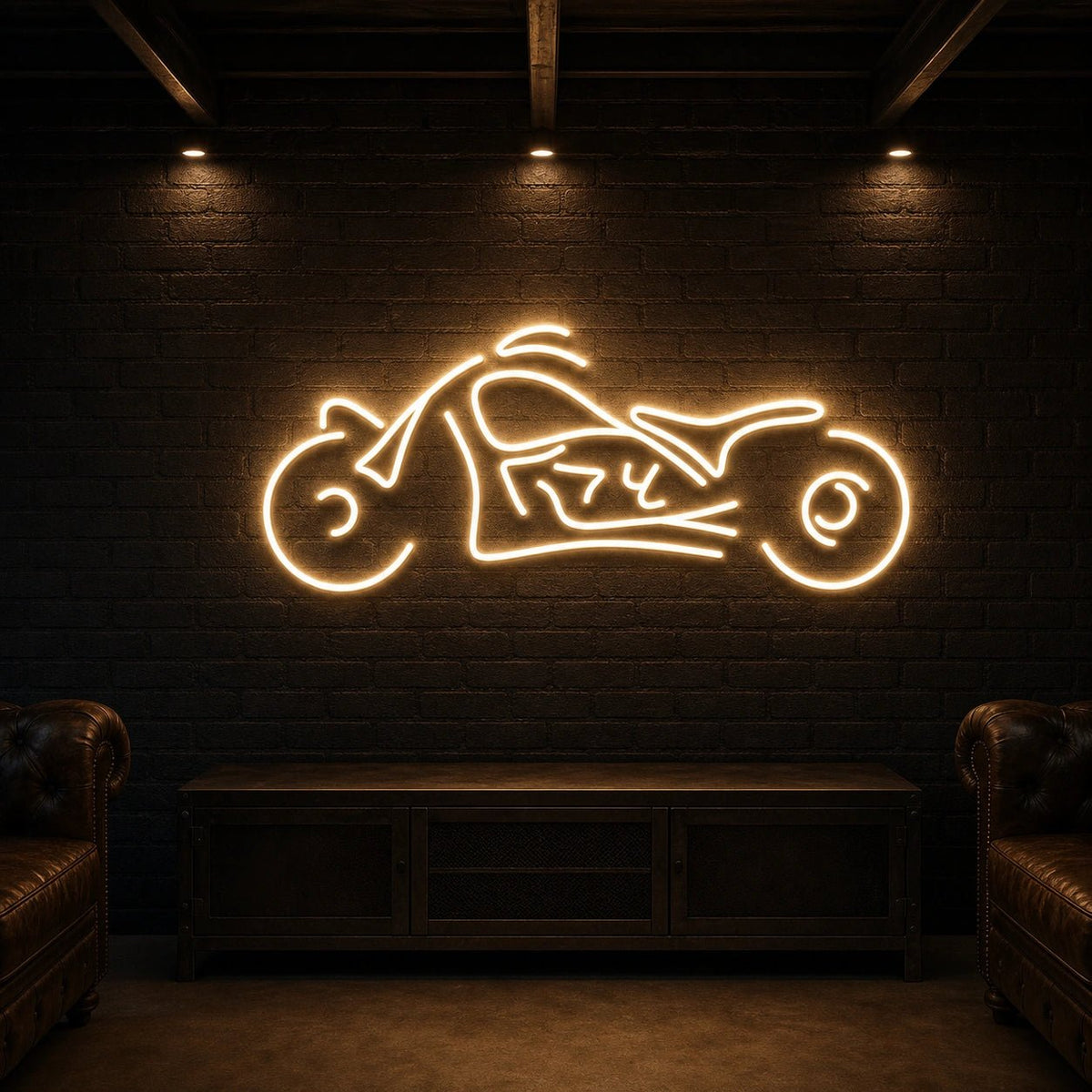 Chopper Motorcycle Side Profile LED Neon Sign Man Cave Neon Sign - Shineneon