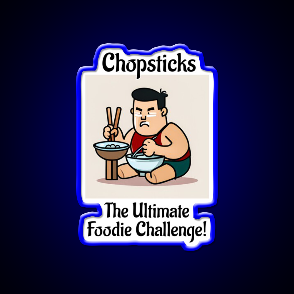 Chopsticks Food Challenge Led Neon Sign Chinese Food Rgb Color