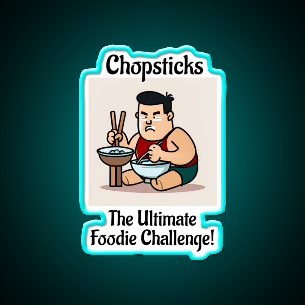 Chopsticks Food Challenge Led Neon Sign Chinese Food Rgb Color - Shineneon