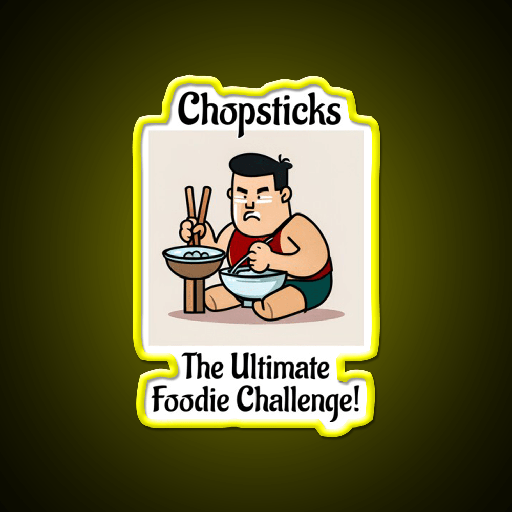 Chopsticks Food Challenge Led Neon Sign Chinese Food Rgb Color - Shineneon