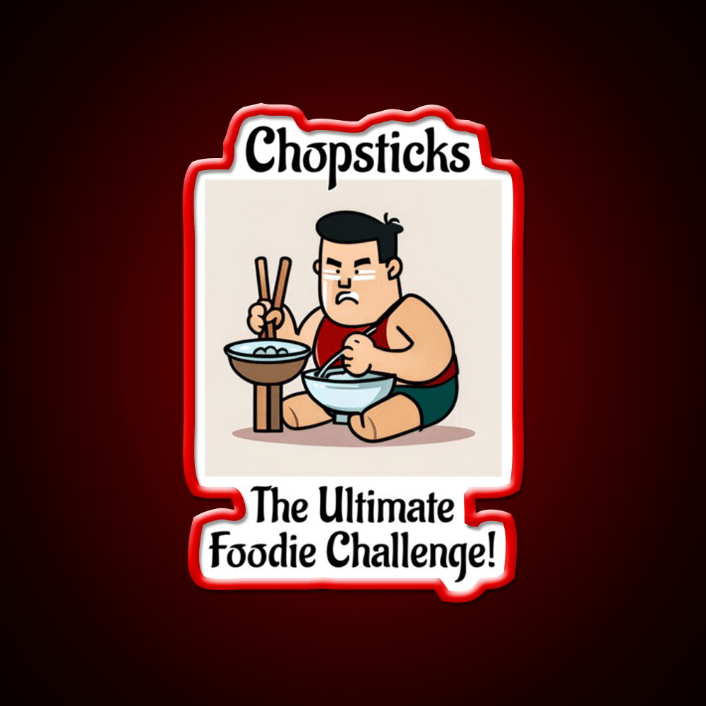Chopsticks Food Challenge Led Neon Sign Chinese Food Rgb Color - Shineneon