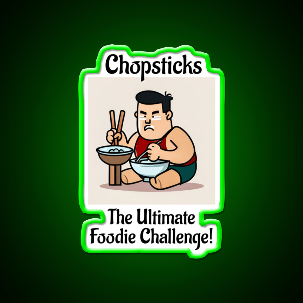 Chopsticks Food Challenge Led Neon Sign Chinese Food Rgb Color - Shineneon