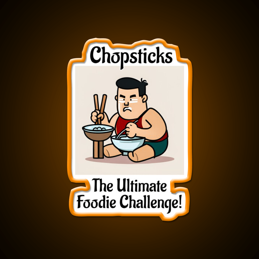 Chopsticks Food Challenge Led Neon Sign Chinese Food Rgb Color - Shineneon