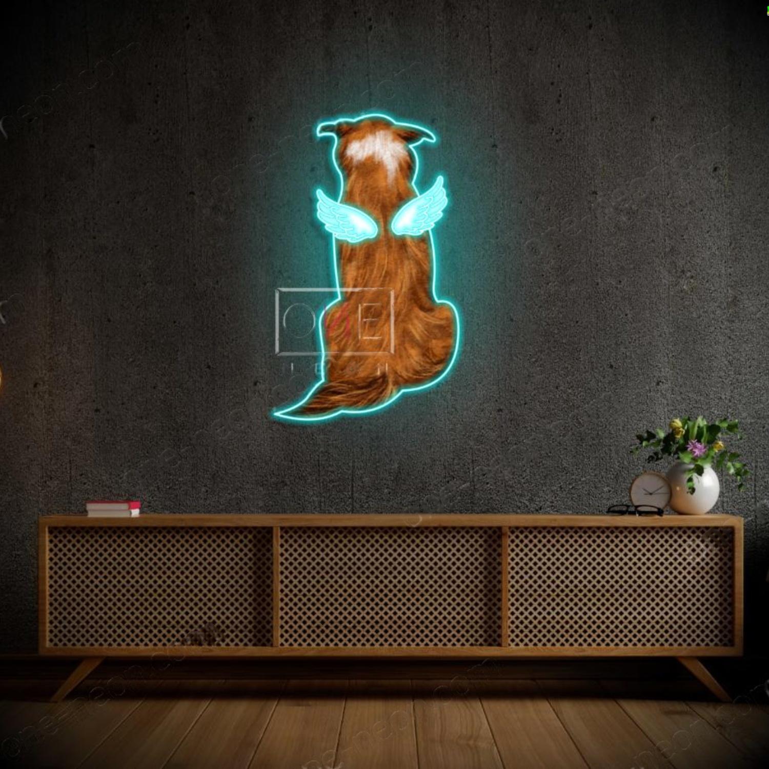 Chow Chow Winged Dog Light Blue Led Neon Sign For Home Decor | Shineneon