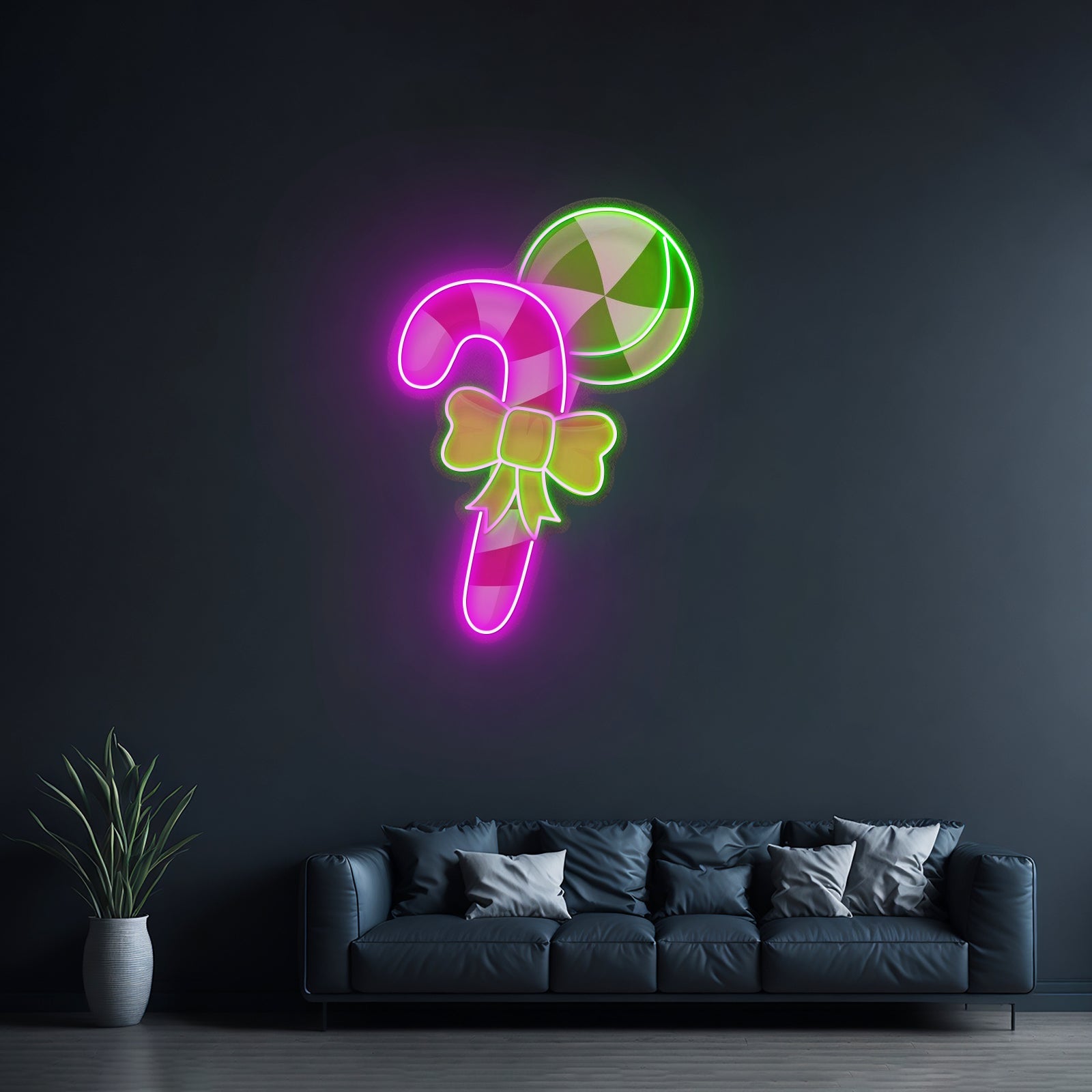 Christmas Candy Cane Neon Artwork For Sale - Shineneon