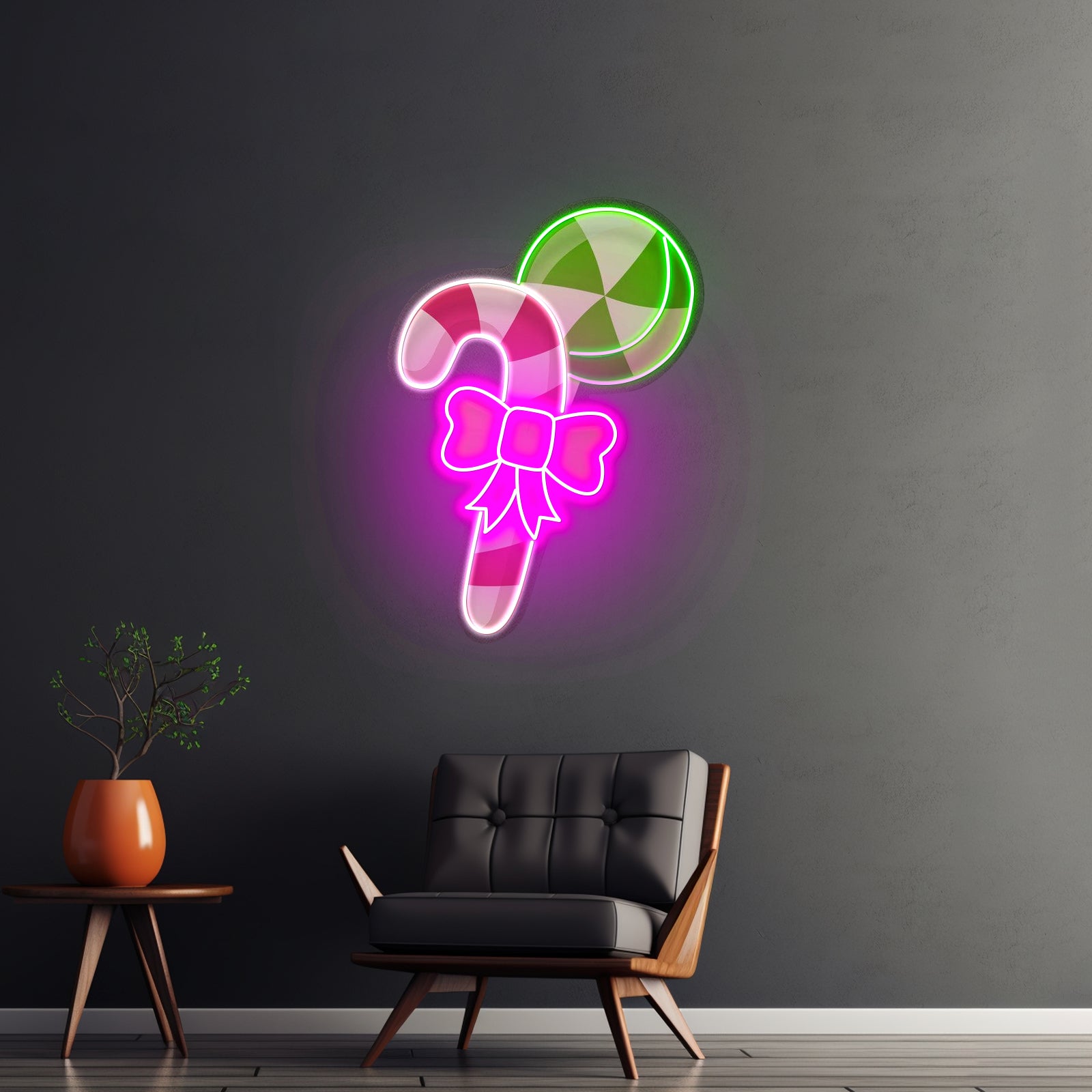 Christmas Candy Cane Neon Artwork For Sale