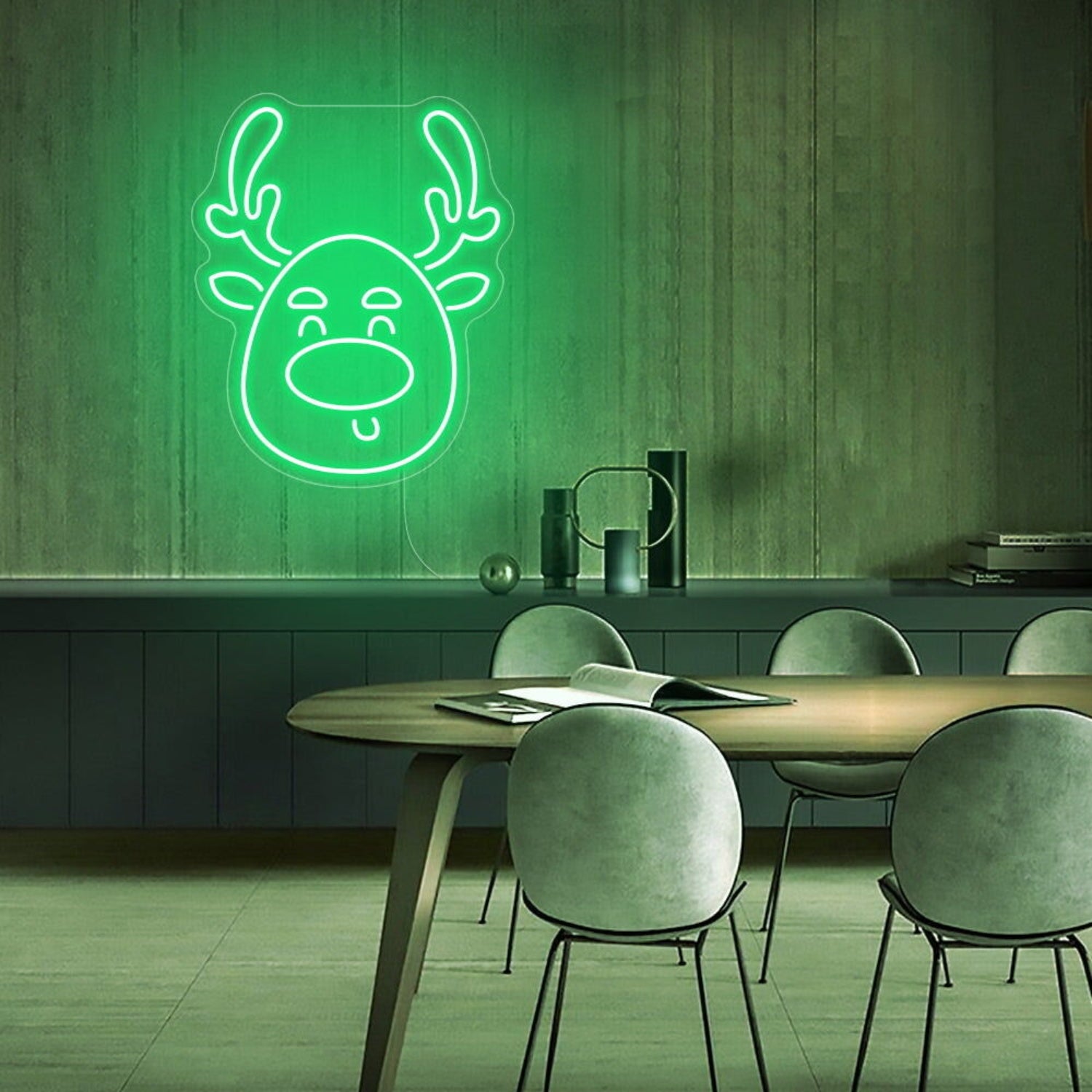 Christmas Deer Head Cute Elk Christmas Neon Sign | Shineneon