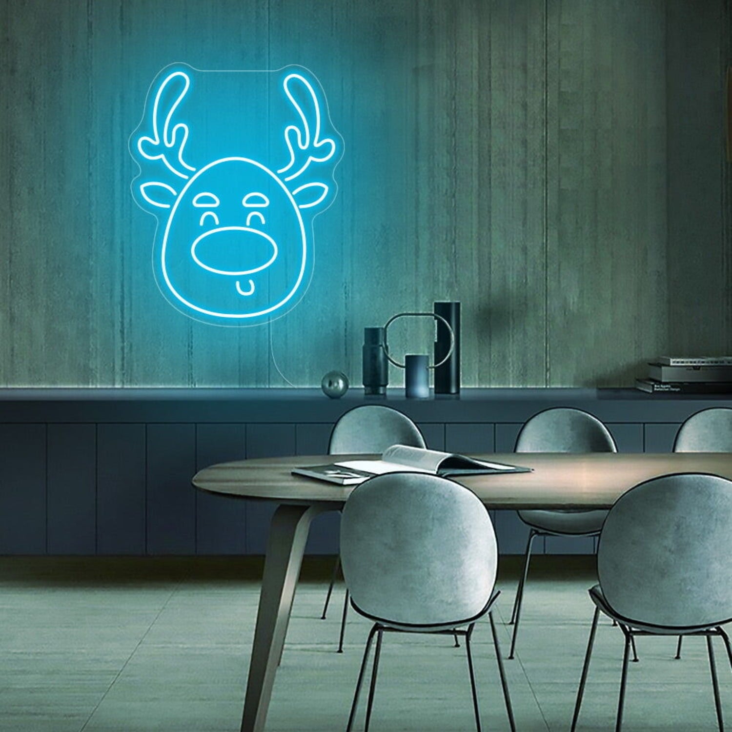 Christmas Deer Head Cute Elk Christmas Neon Sign | Shineneon