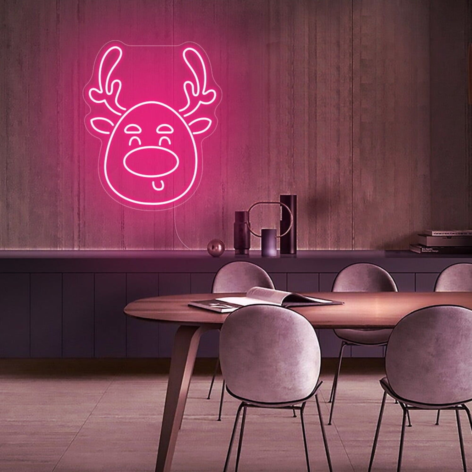 Christmas Deer Head Cute Elk Christmas Neon Sign | Shineneon