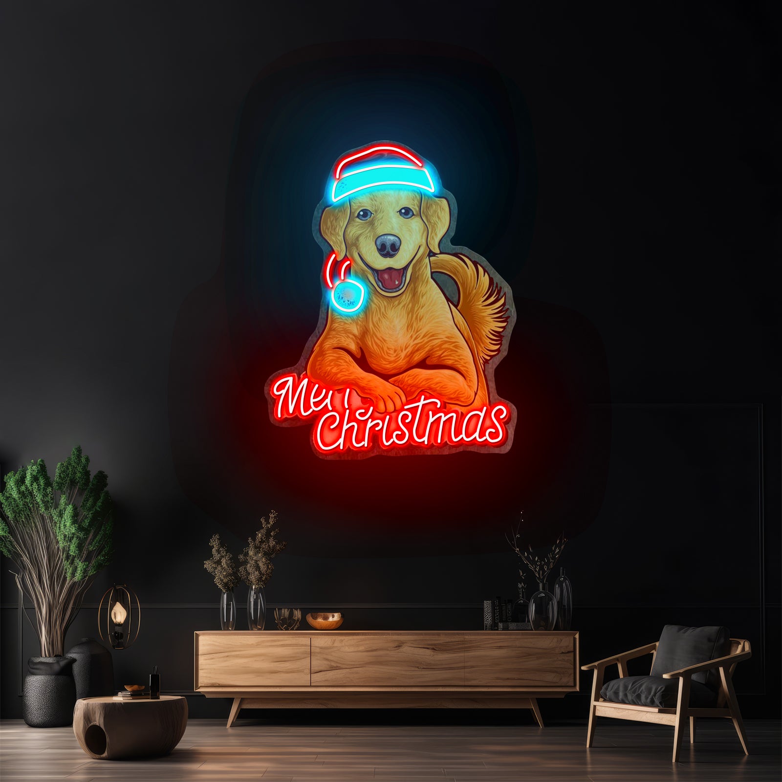 Christmas Double Bell Neon Artwork For Sale