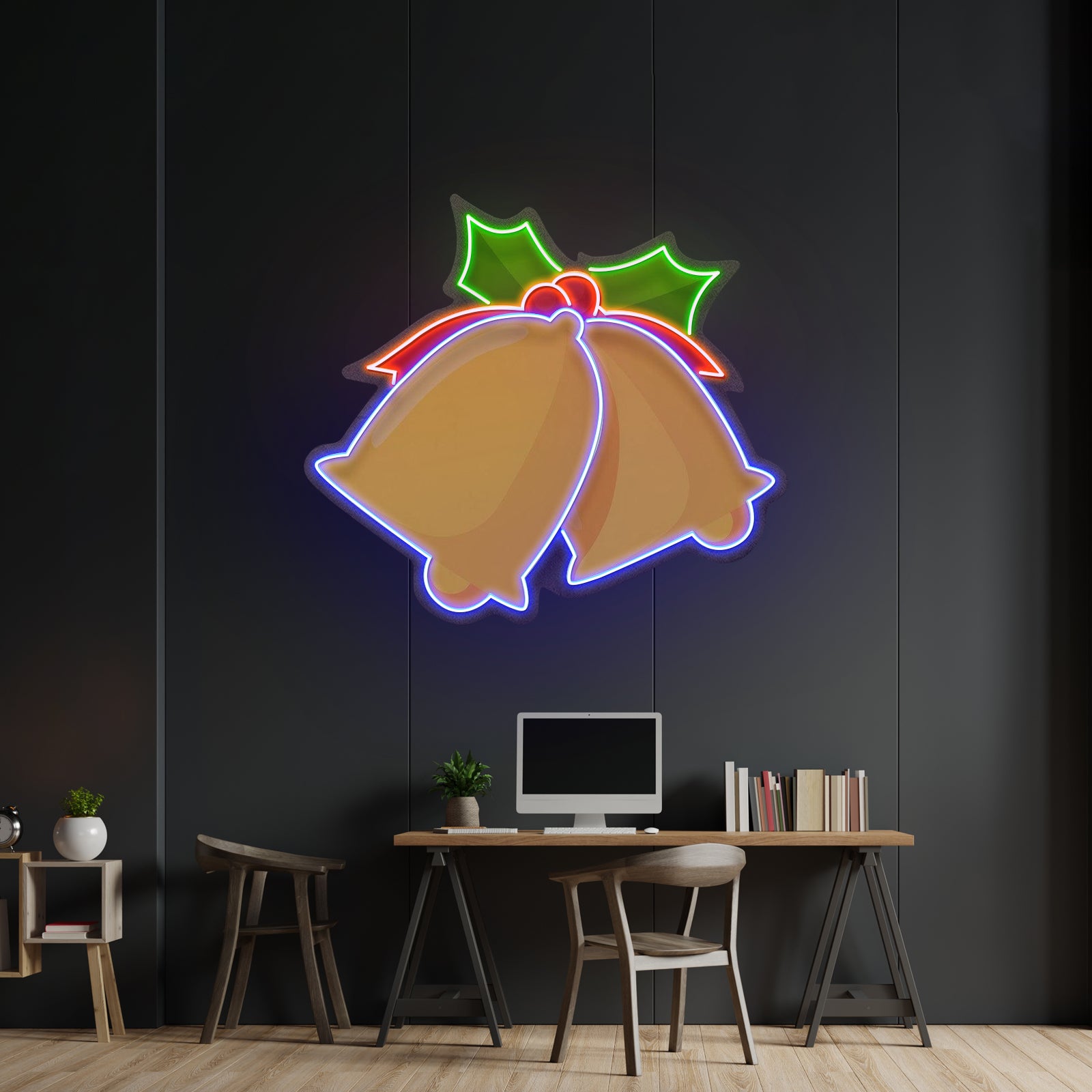 Christmas Double Bell Neon Artwork For Sale