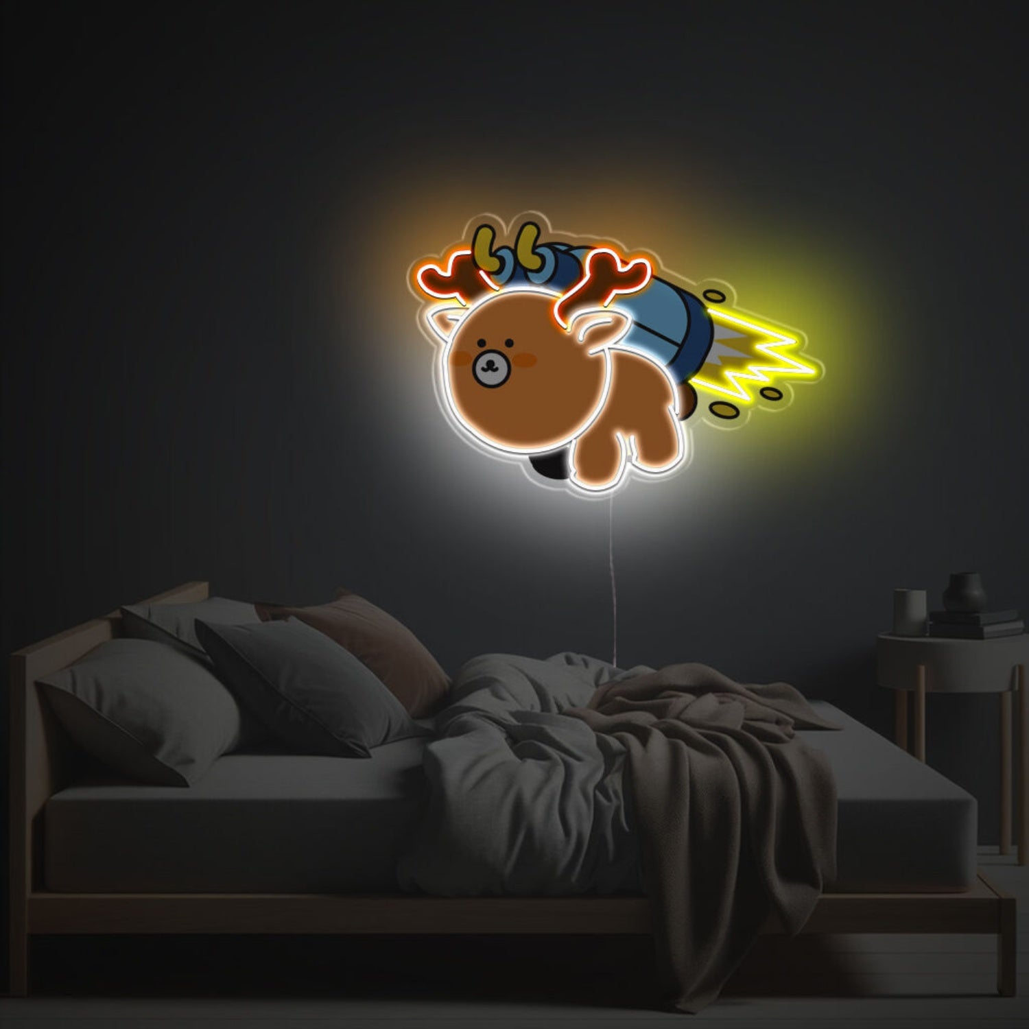 Christmas Elk With Rocket Thruster Led Neon Acrylic Artwork | Shineneon