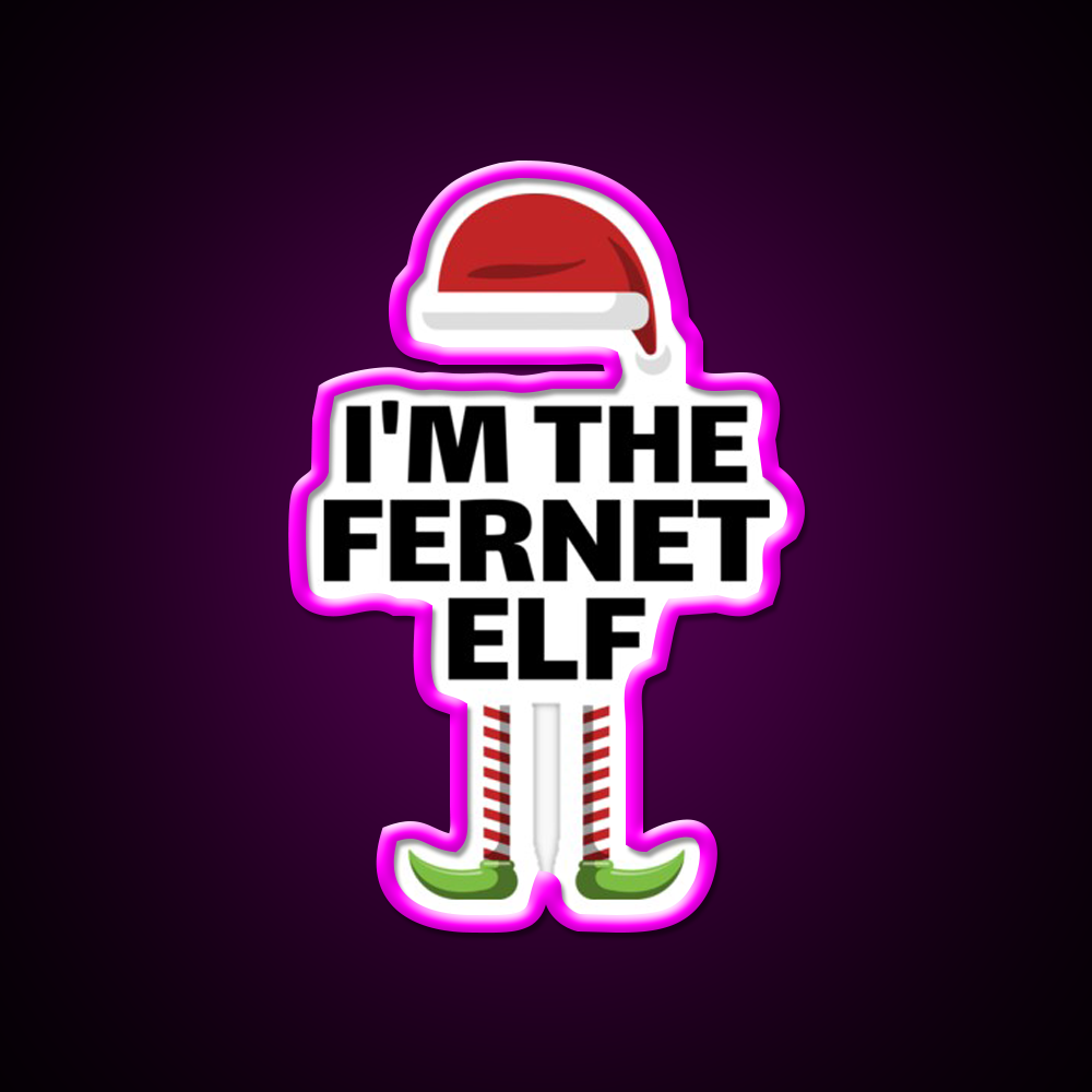 Christmas Fernet Elf Matching Group Cocktail Bar Decor Led Neon Sign Rgb Color - Neon sign mounted on wall in room