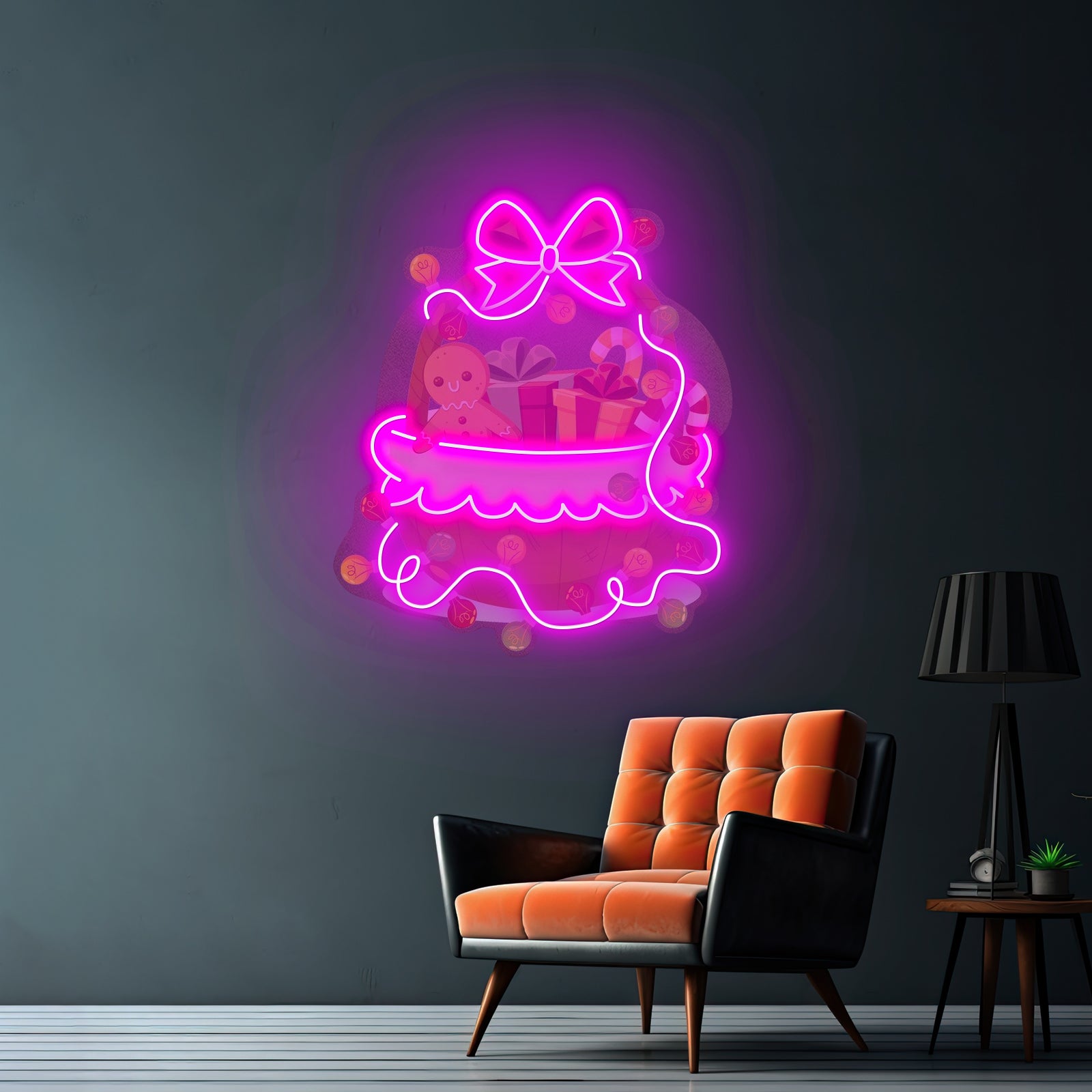 Christmas Gift Basket Neon Artwork For Sale