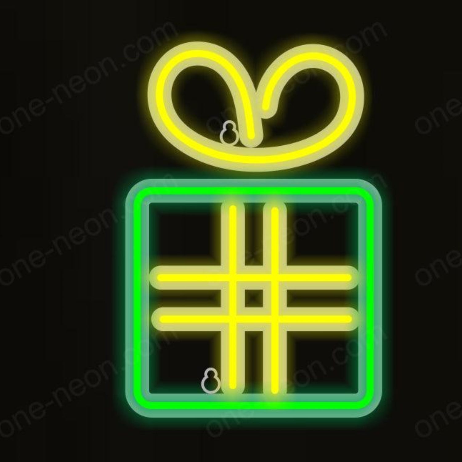 Christmas Gift Box Green Yellow Led Neon Sign For Tabletop Holiday Decor | Shineneon