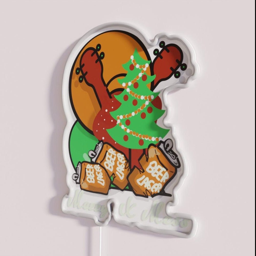 Christmas Guitar Medley Cartoon Beer Can Rgb Led Neon Sign - Shineneon