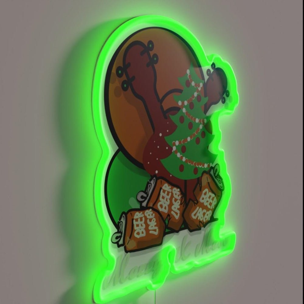 Christmas Guitar Medley Cartoon Beer Can Rgb Led Neon Sign - Shineneon