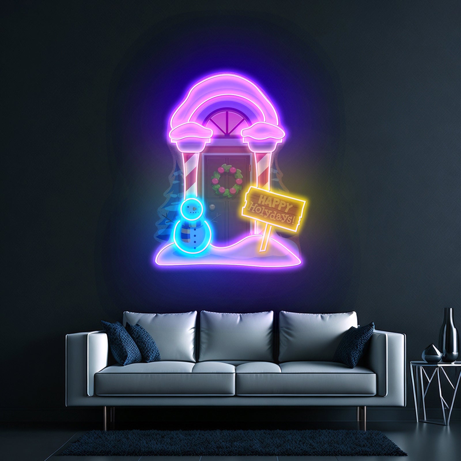 Christmas Pizza Tree Neon Artwork For Sale