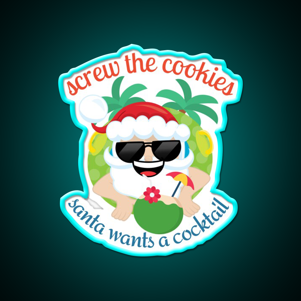 Christmas In July Santa Cocktail Bar Decor Led Neon Sign Rgb Color - Size and dimension reference