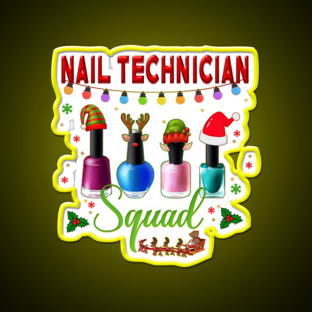 Christmas Nail Technician Xmas Salon Nail Salon Led Neon Sign Rgb Color - Custom LED neon sign front view