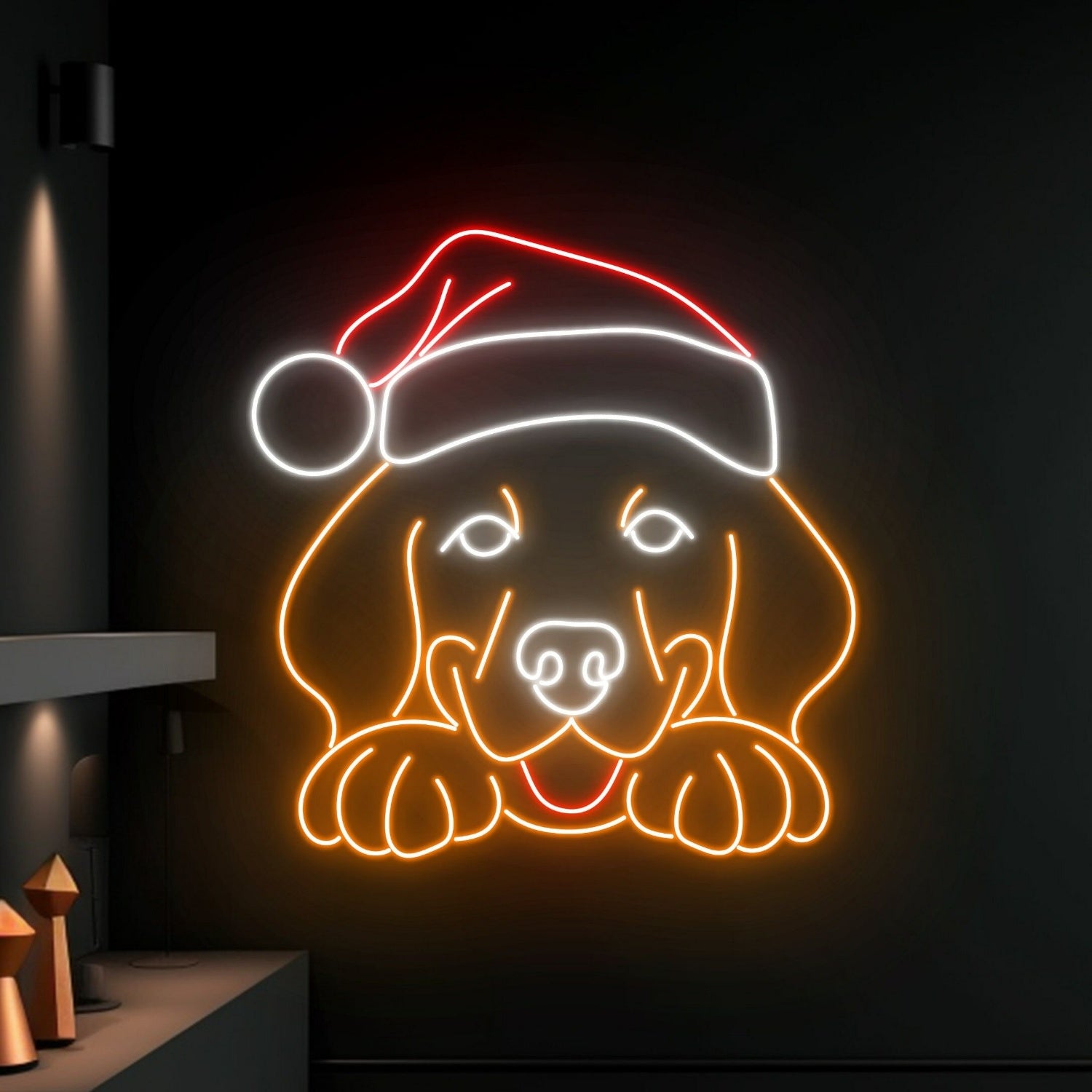 Christmas Parties Labrador Christmas Hat Led Neon Sign | Shineneon