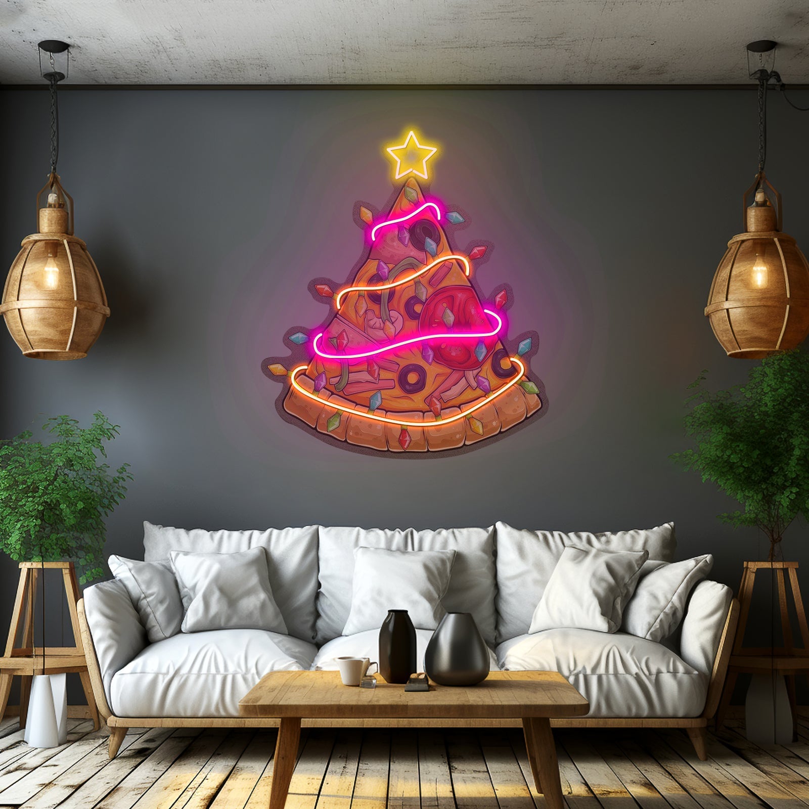 Christmas Pizza Tree Neon Artwork For Sale - Shineneon