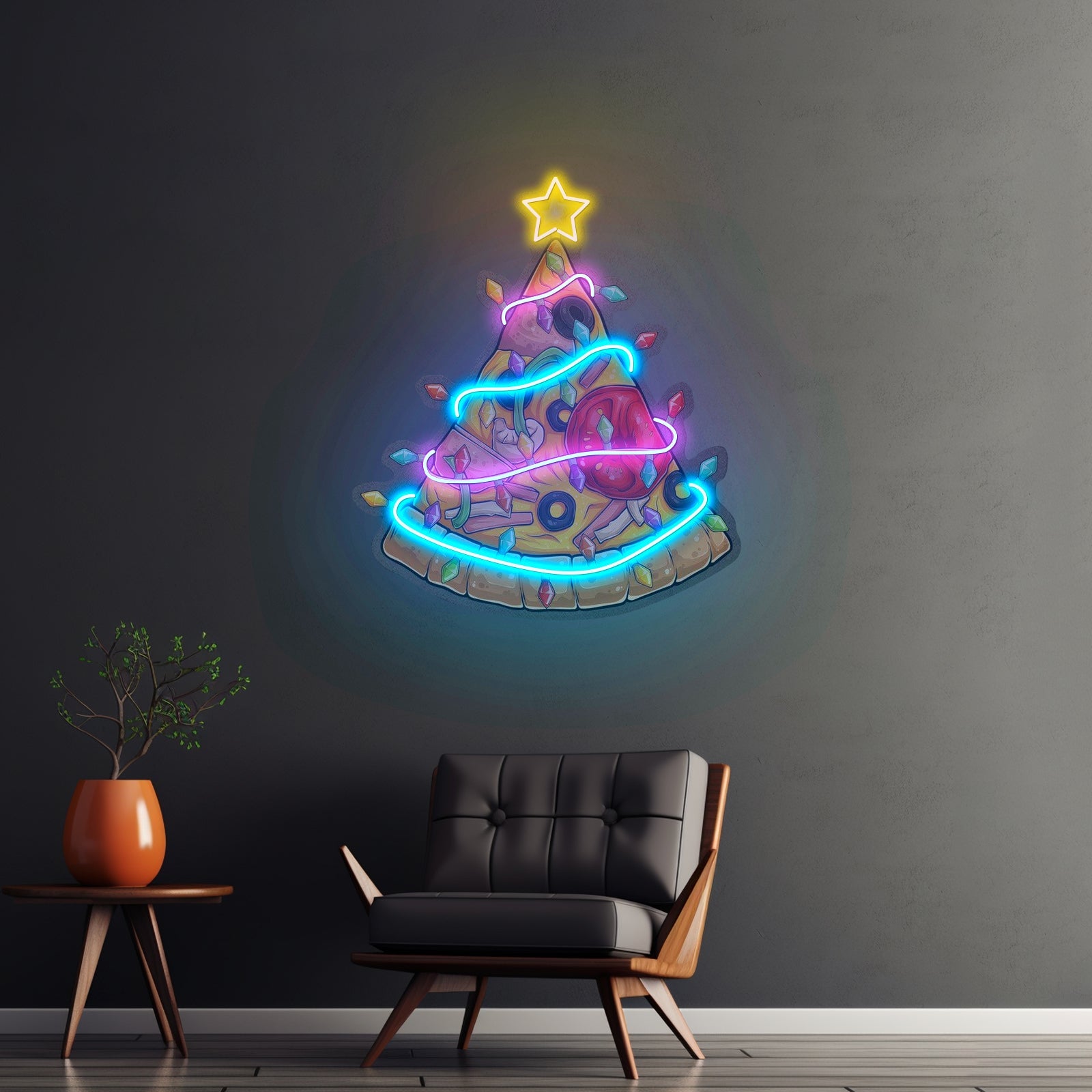 Christmas Pizza Tree Neon Artwork For Sale - Shineneon