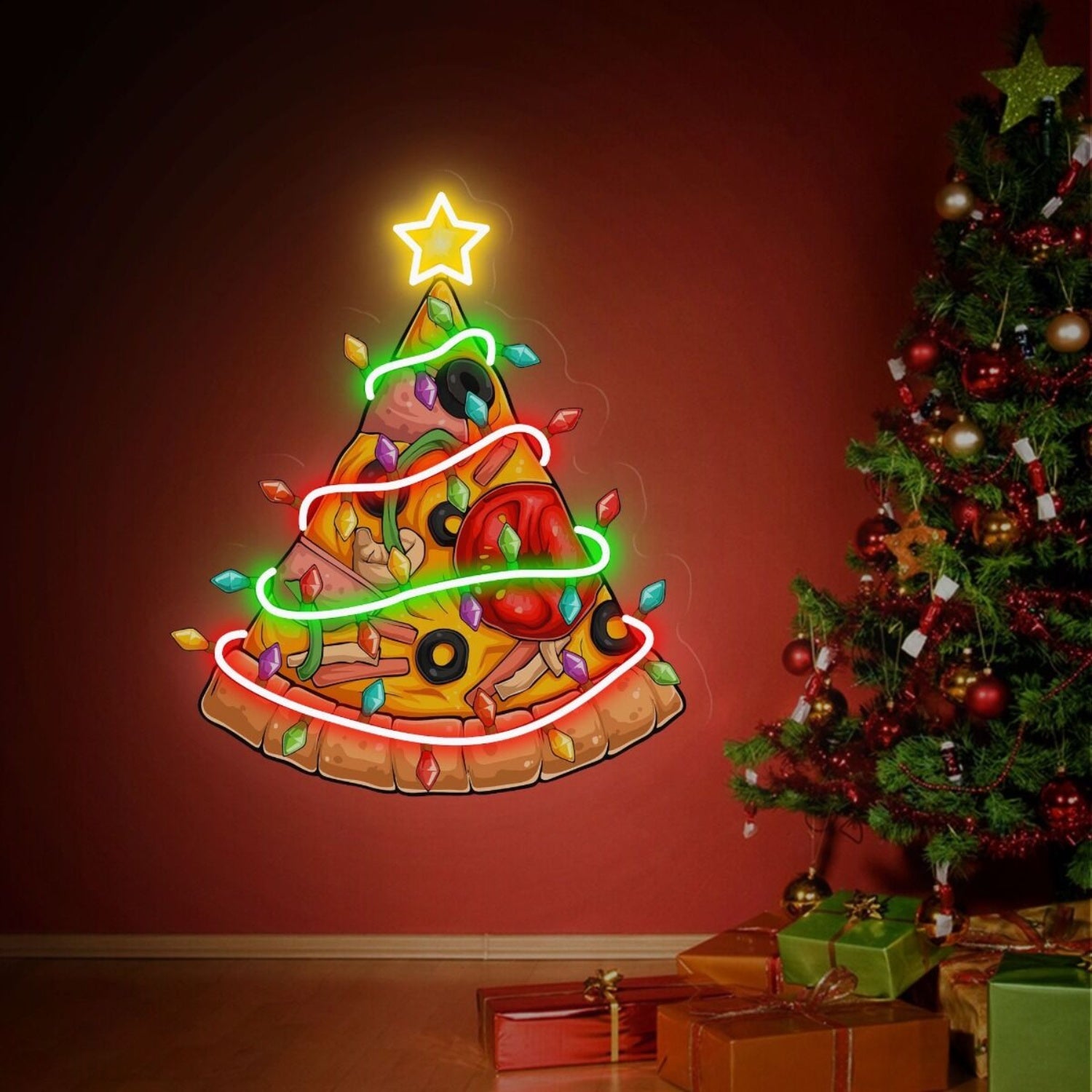Christmas Pizza Tree Neon Sign | Shineneon