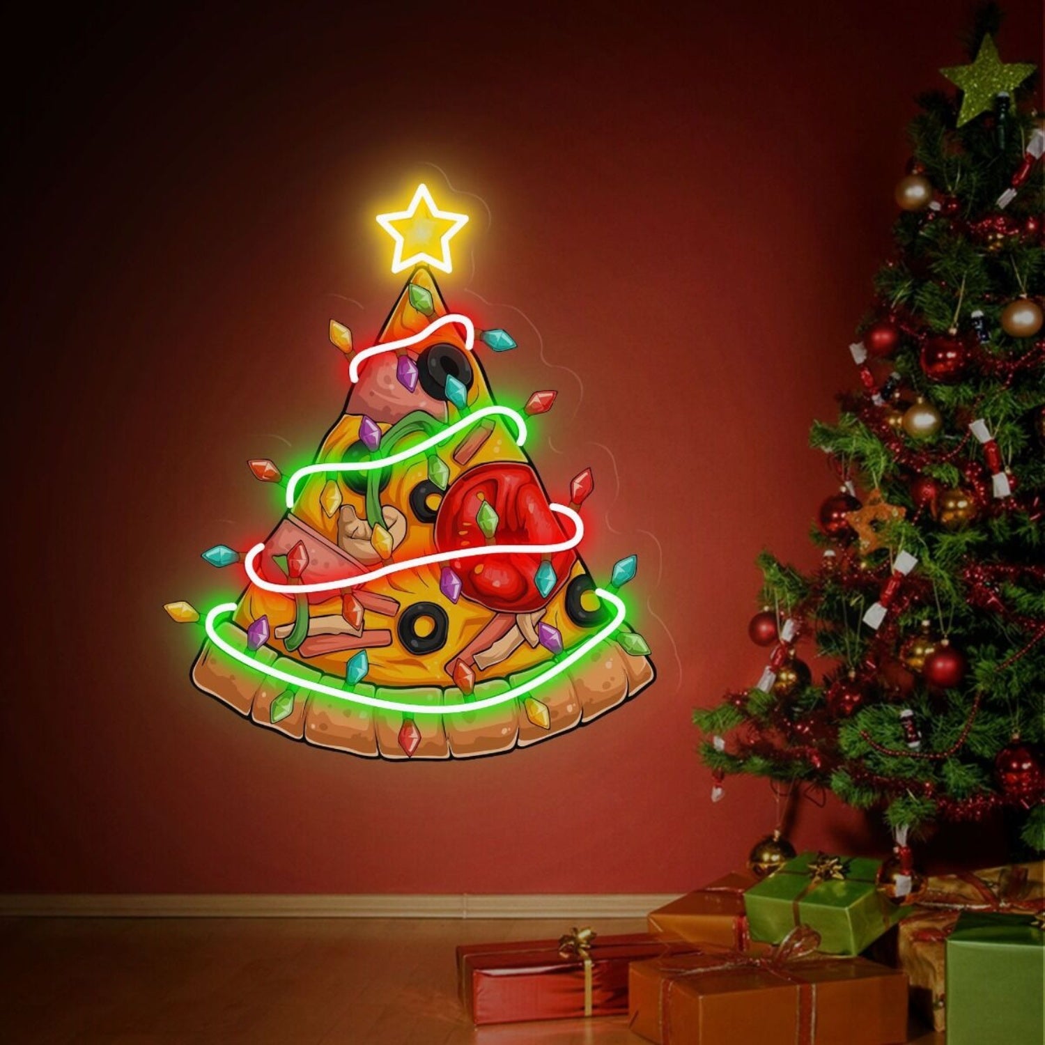 Christmas Pizza Tree Neon Sign | Shineneon