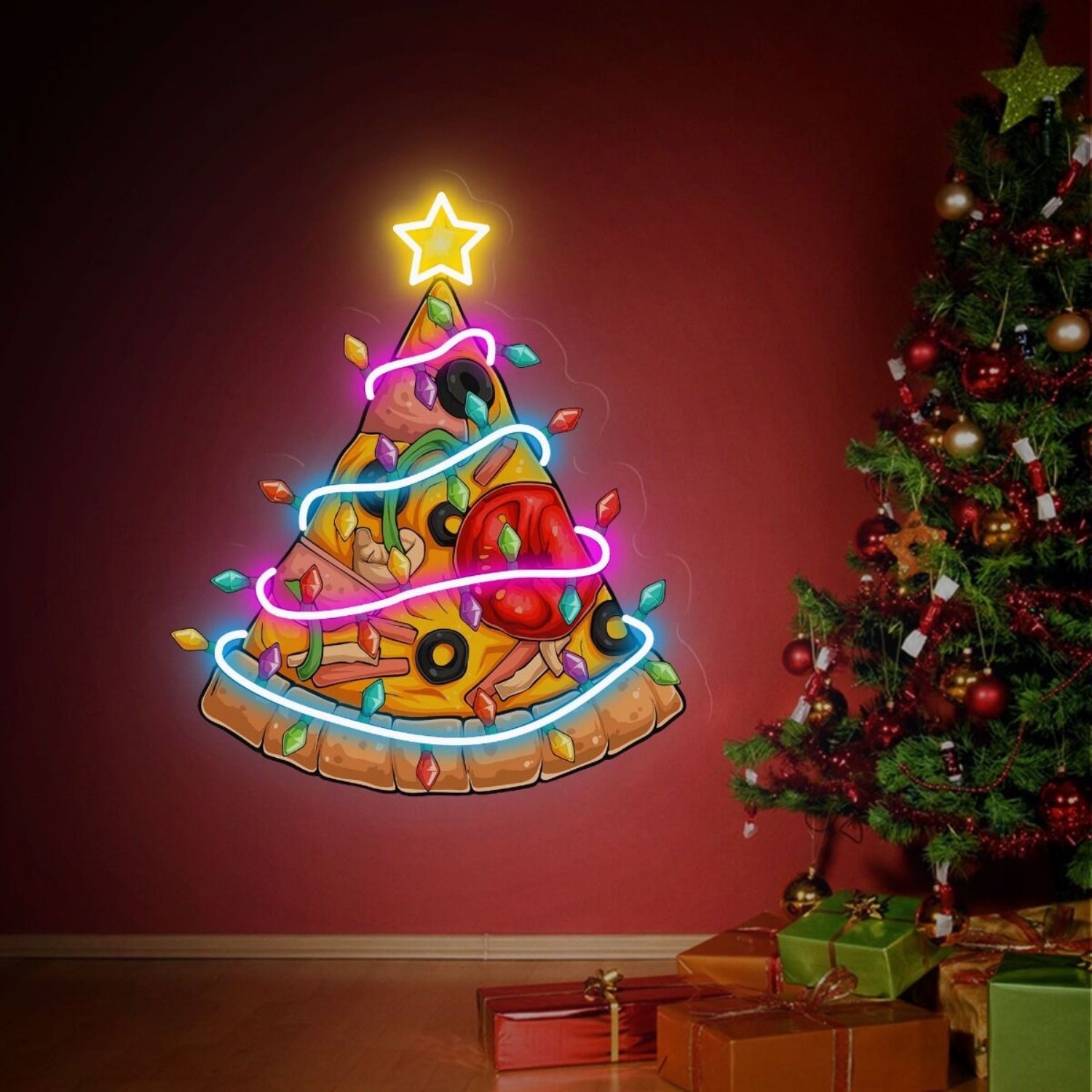 Christmas Pizza Tree Neon Sign | Shineneon