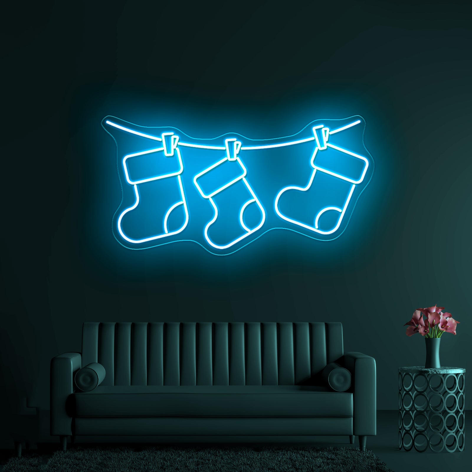 Christmas Socks Cute Purple Led Neon Sign